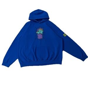 Oscar the Grouch Hoodie Blue XL Cartoon Graphic Pullover Streetwear Athleisure